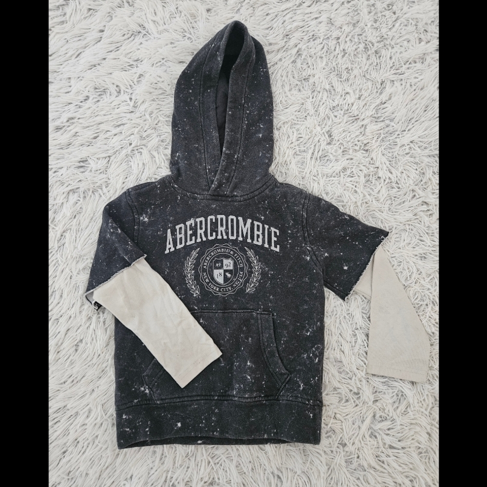 Abercrombie Kids Hoodie Sweatshirt Black White Cut-off Longsleeve Boys 5/6